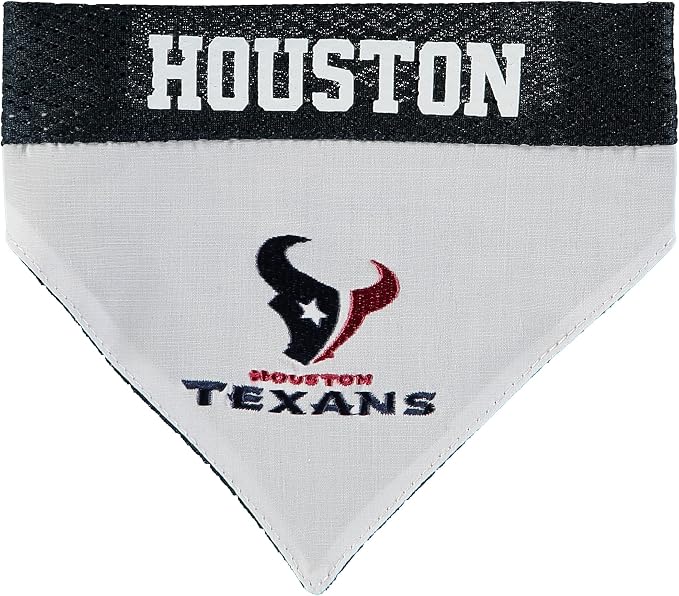 NFL DOG BANDANA - HOUSTON TEXANS REVERSIBLE PET BANDANA. 2 Sided Sports Bandana with a PREMIUM Embroidery TEAM LOGO, Large/X-Large. - 2 Sizes & 32 NFL Teams available