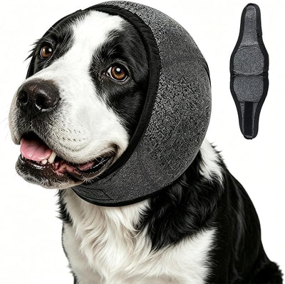 Dog Ear Muffs Noise Protection, Quiet Ears for Dogs Anxiety, Adjustable Calming Hoodie Shower Cap for Hematoma Recovery, Waterproof Dog Head Wrap Ear Cover for Grooming Swimming(Head Circle:10"-15")