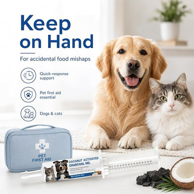 Activated Charcoal for Dogs & Cats, 60mL Pet First Aid for Accidental Toxin Ingestion, Toxin Absorber for Pet Emergency, Supports Healthy Digestive Function, Ready-to-Use Oral Gel
