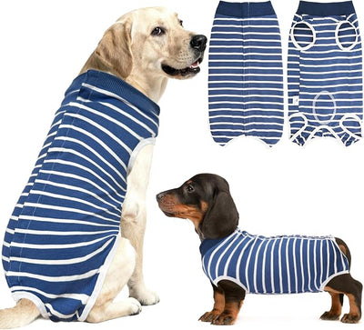 Recovery Suit for Dogs, Soft Dog Surgery Suit for Female Spay Male Neuter | Dog Cone Alternative Surgical Recovery Shirt for Abdominal Wounds, Anti-Licking Pet Clothes for Dogs Cats, Blue, Large