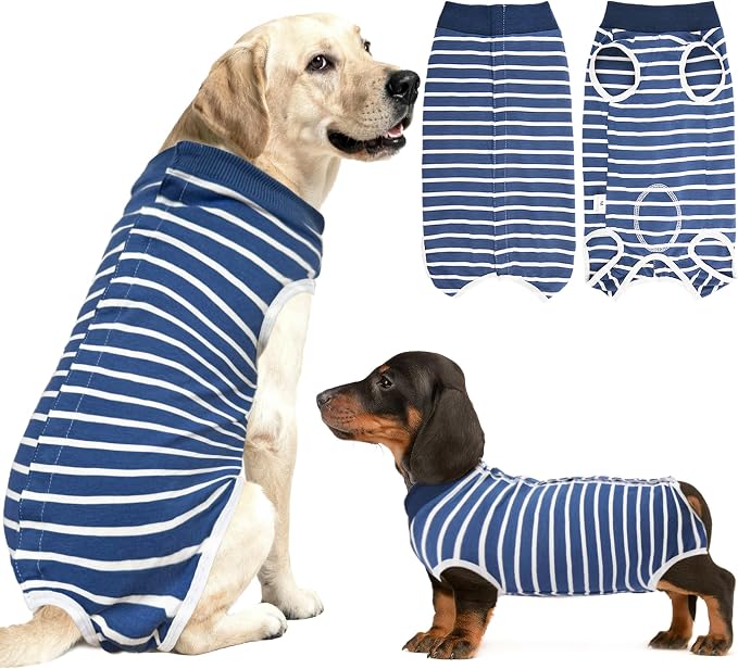 Recovery Suit for Dogs, Soft Dog Surgery Suit for Female Spay Male Neuter | Dog Cone Alternative Surgical Recovery Shirt for Abdominal Wounds, Anti-Licking Pet Clothes for Dogs Cats, Blue, Medium