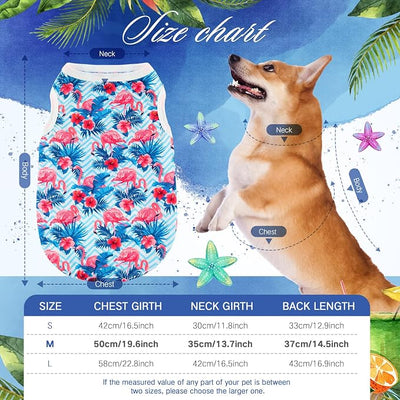Kajaia 6 Pack Summer Flamingo Dog Shirts, Hawaiian Tropical Tank Tops Clothes Outfit for Dogs Luau Pool Summer Party Costume Cute Sleeveless Pet Apparel for Chihuahua Puppy Toy Breeds Cats(Medium)
