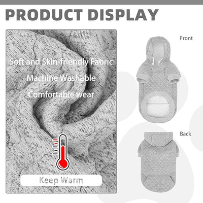 KOOLTAIL Dog Hoodie for Small Medium Large Dogs, Ultra-Warm & Soft Winter Fall Fleece Dog Hooded Sweatshirt Clothes Sweater, Lightweight Pullover Coat for Boy Girl Bulldog Pitbull Puppy Cats,Gray S-M