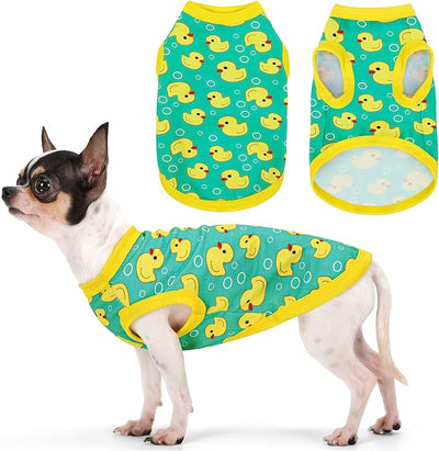 Adorable Yellow Duck Dog Shirt: Lightweight Polyester Cartoon Puppy Vest, Small Medium & Large Dog T-Shirt, Summer Pet Clothes, Cute Dog Apparel, Breathable Dog Tank Top M