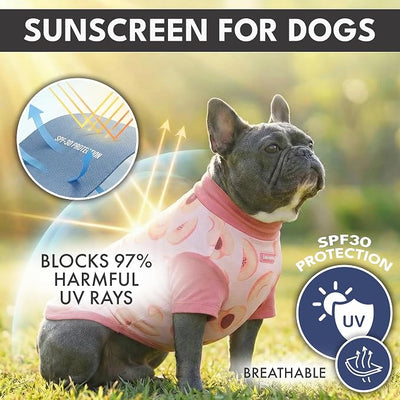 Spark Paws Sunblock Dog T-Shirt, SPF30 Protection, Lightweight Breathable Quick Dry for Dogs with Sensitive Skin - Berries & Peaches (Set of 2) - Size 5XL