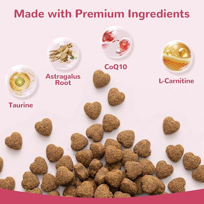 Heart Support Supplement for Dogs, Taurine for Senior & Puppy Dogs, Dog Multivitamin with CoQ10 & L-Carnitine for Heart, Cardiovascular & Antioxidant Support - 200ct
