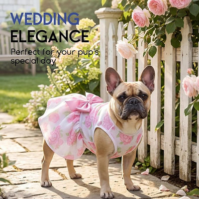 ASENKU Dog Dress Pet Wedding Dress Princess Lace Puppy Birthday Party Outfit Formal Apparel Girl for Small Medium Dogs Cats (2XL, Rose)