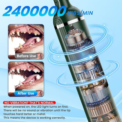Pet Ultrasonic Tooth Cleaner,Dog Plaque Remover Tool,Green | dog teeth cleaning,plaque remover for teeth,dog tartar and plaque remover,plaque off for dogs,5 Mode Pet Teeth Cleaning Kit