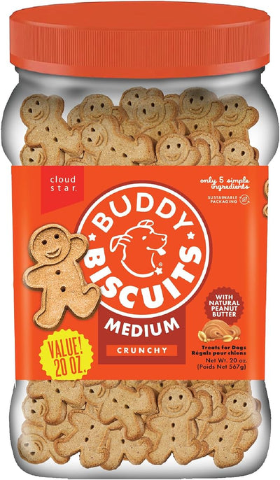 Buddy Biscuits Crunchy Medium Dog Treats, Peanut Butter, 20 oz. Jar