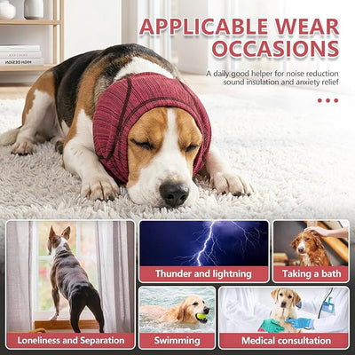 IECOii No Shake Dog Ear Wrap Hematoma, Breathable Dog Ear Cover with Soundproof Sponge, Anti Anxiety Snoods for Dogs Grooming & Blow Drying, Calming Earmuffs for Sound, Loud Noises & Travel Anxiety, M