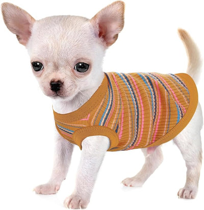 Elevate Your Pet's Comfort and Fashion: Premium 100% Cotton Rib Dog Shirt Vest for Small Breeds Like Chihuahuas, Yorkies, and Puppies .Year-Round Style with Tank-Style Puppy Attire Ginger Medium