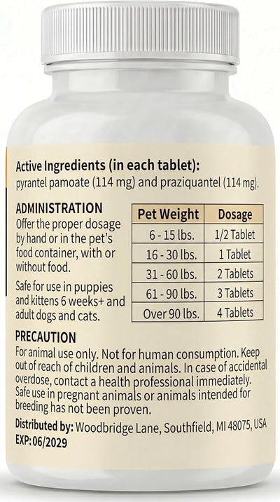 FLIKO 7 Way Dewormer Flavored Chewables for Dogs & Cats, Pyrantel Pamoate & Praziquantel, Safe for 4 Weeks and Older, 50 Count