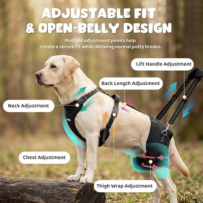 BALAPET BALAPET Dog Hip Brace Support Harness with Lift Handle, Adjustable Hip Support Brace for Large Dogs, Soft Removable Hip Pads, Mobility Assistance Harness for Walking, Stairs & Car Support(XXL)