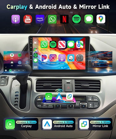 5Ghz WiFi Car Radio Stereo for Honda Odyssey 2005-2010 2+64G, 10.1" Touch Screen/Android 15/Wireless CarPlay/Android Auto/DSP EQ/GPS Navigation/Bluetooth/FM/RDS/SWC/HD Backup Camera