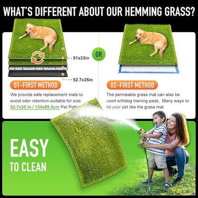 Hompet Artificial Dog Grass Pad for Dogs, 51"x33", Easy to Clean with Drainage Holes