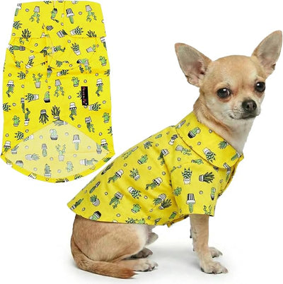 Parisian Pet Cactus Dog Shirt - Cotton Clothes for Small Dogs - Stylish Tropical Yellow Dog Outfit - Lightweight and Soft Puppy Clothes - Trendy Tshirts for Dogs - Comfortable Summer Camp Pet Apparel