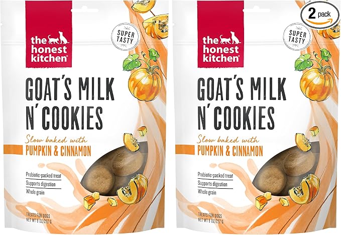 The Honest Kitchen Human Grade Goat's Milk N' Cookies: Slow Baked with Pumpkin,8 oz Bag,(Pack of 2)