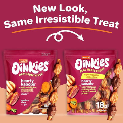 Oinkies Hearty Kabobs Rawhide‑Free Dog Treats, 18 Count
