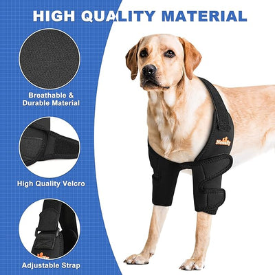 NeoAlly Breathable Dog Elbow Brace Protector Pads for Canine Elbow and Shoulder Support Elbow Hygroma, Dysplasia, Osteoarthritis, Elbow Calluses, Pressure Sores and Shoulder Dislocation (Left Large)