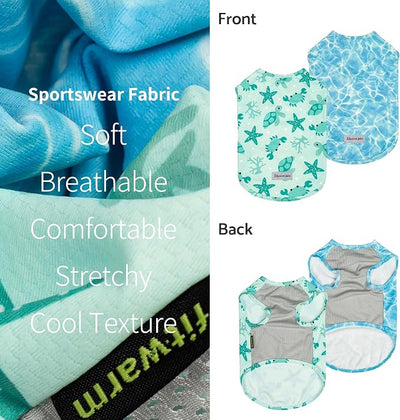 Fitwarm 2 Pack Marine UPF 50+ UV Sun Protection Dog Shirt, Lightweight Cooling Vest, Quick Dry Summer Clothes for Small Dogs Boy Girl, Pet Outfit, Sky Blue, Mint Green, XL
