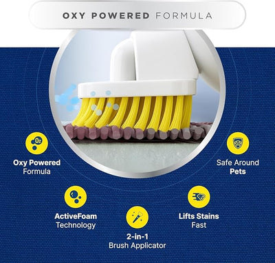 Carbona OxyPowered Carpet & Pet Pack: Stain & Odor Remover 13.5oz & Foam Cleaner with Brush 13.5oz – Removes Pet Stains from Carpets & Upholstery, 2-Piece Set (Variety Pack)