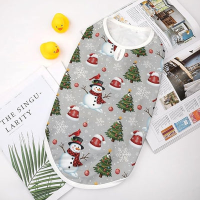 Soft Breathable Pet Vest for Small Medium Dogs, Christmas Snowman Red Birds Lightweight Puppy Sleeveless Shirt for Daily Wear, XX-Large