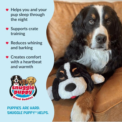 Snuggle Puppy Heartbeat Dog Toy for Puppies, Real-Feel Heartbeat, Calming Sleep Aid and Crate Training Comfort Toy with Heat Pack, Medium Breed Buddies Bernese Mountain Dog