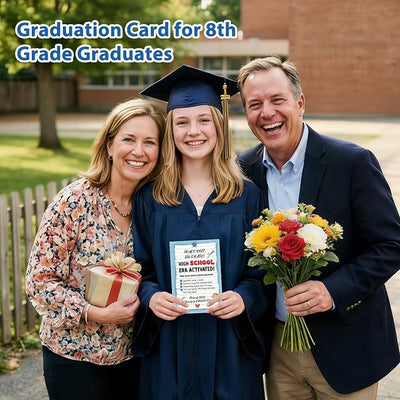 FLYAB 8th Grade Graduation Card - 2026 Peace Out 8th Grade Graduation Promotion Card with Gold Envelope Middle School Congrats Grad Gift for Her Him Boys Girls Son Daughter Granddaughter Grandson(5.5x8 Inch)