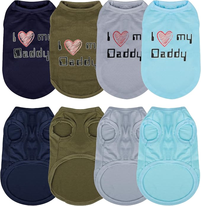 Expressive Pet Vest: 4PCS Sleeveless Dog Shirt with 'I Love My Daddy' Slogan, Ideal for Chihuahuas, Poodles, Yorkies, and More - Adorable Design, Ultimate Comfort, Easy Maintenance! XX-Large