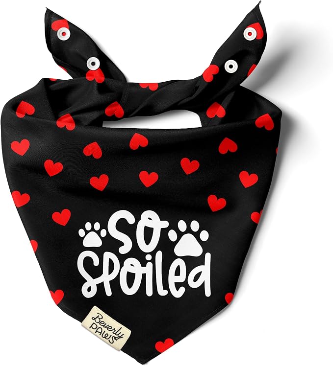Funny Snap-On Dog Bandana for Small Medium Large Pets, Dogs Cats Adjustable Handkerchief Scarf for Girl & Boy, Cute Puppy Apparel & Accessories (So Spoiled, X-Large)