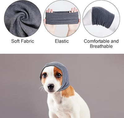 Quiet Ears for Dogs, Rbenxia 1 Piece Dog Ear Cover Hoodies Dog Ear Muffs Headband Noise Ear Protection Warm Winter Ear Scarf (Grey, Small)