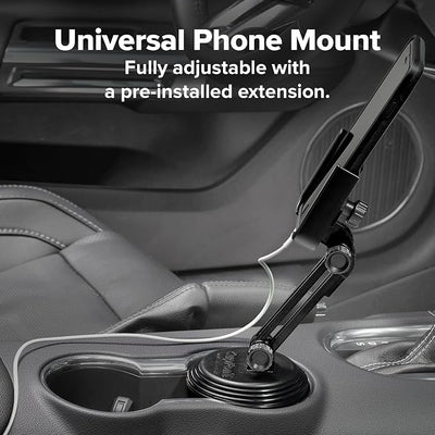 WeatherTech CupFone with Extension – Adjustable, Universal Cup Holder Cell Phone Mount Car & Truck Accessory – Best Design for iPhone & Smartphone Charging – Orange Metal Knobs