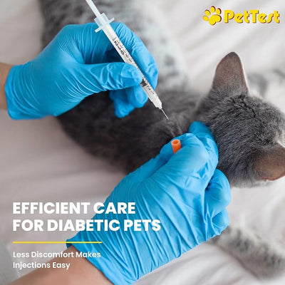 PetTest U-40 Pet Insulin Syringes 0.3CC 31G, 5/16 Inch Long Needles, Comfortable Thin 31 Gauge, For Cats and Dogs, Pets Diabetic Supplies, 100 Pack