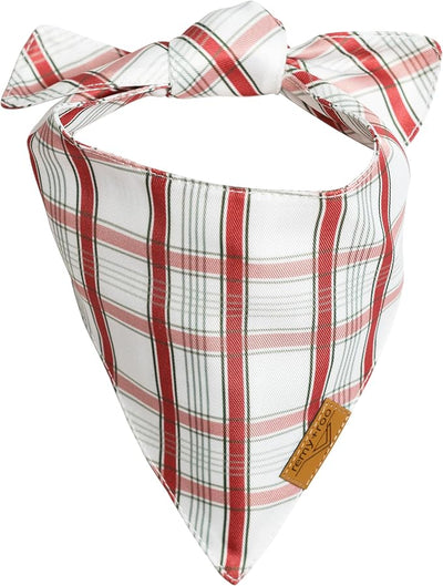 Remy+Roo Dog Bandanas - 2 Pack | Holiday Plaids Christmas Dog Bandanas Set | Premium Durable Fabric | Patented Shape Bandanas for Dogs (Holiday Plaids, Large)
