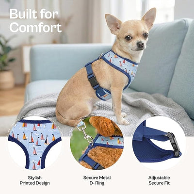 Parisian Pet Sailboat Dog Harness - Breathable No Pull Puppy Harness with Leash Ring - Adjustable Nautical Harnesses for Dogs - Soft Padded Step-in Pet Vest - Lightweight Dog Vests for Large Dogs