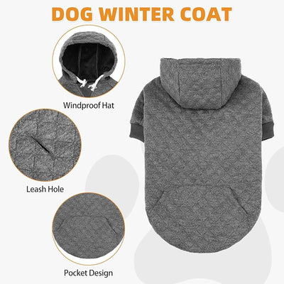 KOOLTAIL Dog Hoodie for Small Medium Large Dogs, Ultra-Warm & Soft Winter Fall Fleece Dog Hooded Sweatshirt Clothes Sweater, Lightweight Pullover Coat for Boy Girl Bulldog Pitbull Puppy Cats,Gray S