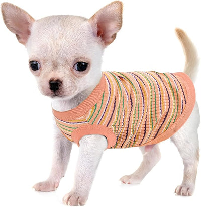 Elevate Your Pet's Comfort and Fashion: Premium 100% Cotton Rib Dog Shirt Vest for Small Breeds Like Chihuahuas, Yorkies, and Puppies .Year-Round Style Tank-Style Puppy Attire Orange X-Small
