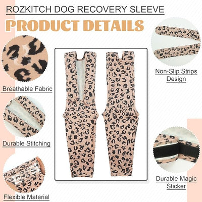 ROZKITCH Dog Sleeves to Prevent Licking Front Right Left Leg, Pet Prevent Licking Wound Elbow Knee Protector, Dog Recovery Suit Cone Alternative for Sprain ACL CCL Arthritis Joint Care Brown XXS
