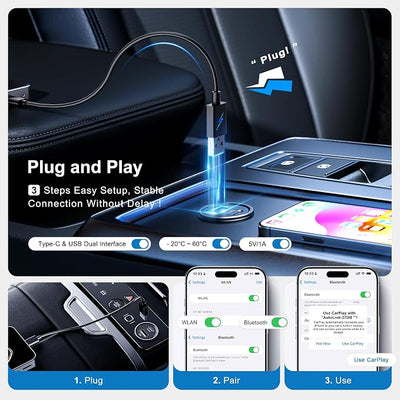AI Box CarPlay, 3-in-1 Wireless CarPlay Adapter & Android Auto for OEM Wired Cars, Built-in Netflix/YouTube for Streaming, 5.8GHz WiFi, Convert Wired to Wireless, Plug & Play （4GB RAM+32GB ROM）