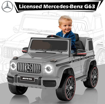 ANPABO Licensed Mercedes-Benz G63 Car for Kids, 12V 7AH Ride on Car w/Parent Remote Control, LED Headlights, Music Player & Horn, Soft Start, Low Battery Prompt, Kids Electric Car, Grey
