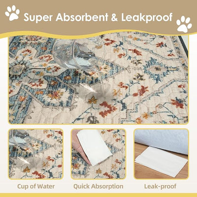 SCLOSE Washable Pee Pad for Dogs 2 Pack, 36" x 36" Reusable Puppy Pads Waterproof Dog Rugs, Super Absorbent, Leakproof, Dog Crate Pad, Playpen Mat, Whelping Pads, White Medallion
