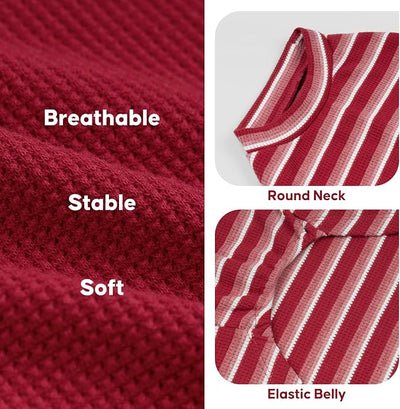 KYEESE 2Pack Waffle Dog Shirts, Lightweight Sleeveless Dog T Shirts for Small Dogs Boy Girl, Breathable Puppy Vest Comfortable Tank Top Soft Dogs Clothes for Daily Wear, Red+Striped, S