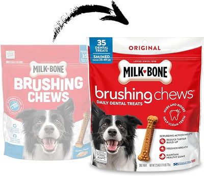 Milk-Bone Brushing Chews Original Chicken Flavor Daily Dental Dog Treats, Small/Medium, 27.5 Oz. Bag