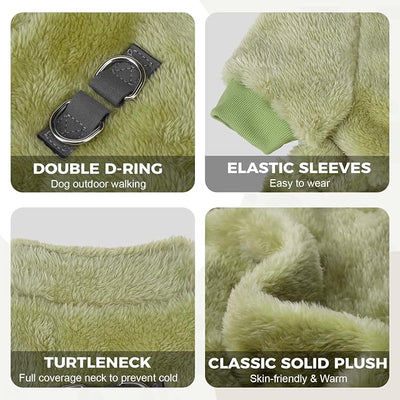 PAWCHIE Dog Fuzzy Velvet Pajamas,Dog Sweater Winter Cloth for Small Dogs Cat,Boy Girl,Pet Jumpsuit, Doggy Apparel for Teacup Yorkie Chihuahua,Green,S