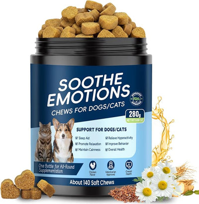 Calming Chews for Dogs, Dog Calming Chews Melatonin Anxiety Relief Bites | Dog Melatonin calming treats, Sleep Aid for Small Medium Large Dogs, Thunder, Noise, Barking, Separation Anxiety, 140 Chews