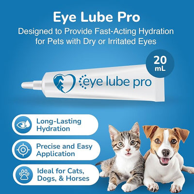 Sentrx - Eye Lube Pro Eye Drops for Dogs, Cats, and Horses, Hydrating Gel Eye Drops with Hyaluronic Acid and Carbomer Lubrication, for Dryness, Itching, and Irritation, 20g, 3 Pack