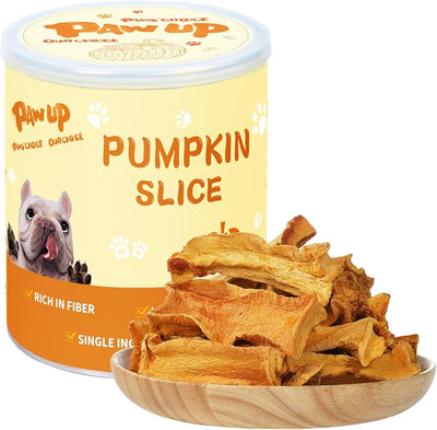 PAWUP Dog Treats, Dehydrated Pumpkin Slices, 100% Single Ingredient, Easy to Digest, Low Fat Dog Snacks for Small & Medium Dogs, Great for Sensitive Stomachs, 5.29 oz,14-16 Counts
