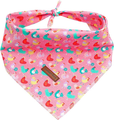 Lionheart glory Easter Dog Bandana Dog Kerchief 1 Pack Washable Soft Comfortable Dog Scarf, Square Adjustable Girl or Boy Easter Chickens Dog Bandanas for Small Dogs Puppy