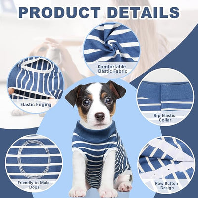 Recovery Suit for Dogs, Soft Dog Surgery Suit for Female Spay Male Neuter | Dog Cone Alternative Surgical Recovery Shirt for Abdominal Wounds, Anti-Licking Pet Clothes for Dogs Cats, Blue, Large