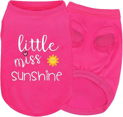 Pink Cotton Dog Shirt with 'Little Miss Sunshine' Print, Soft & Breathable Pet Apparel for Small to Large Dogs, All-Season Sleeveless Vest, Cute and Comfortable Dog Outfit.Pink Sun S